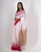 Women’s Cotton Saree – Handcrafted Lightweight Soft Cotton Saree with Red Border, Traditional Casual & Festive Wear