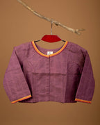 Women’s Cotton Blouse – Handcrafted Soft Cotton Purple Ethnic Blouse, Round Neck 3/4 Sleeve Festive Saree Blouse