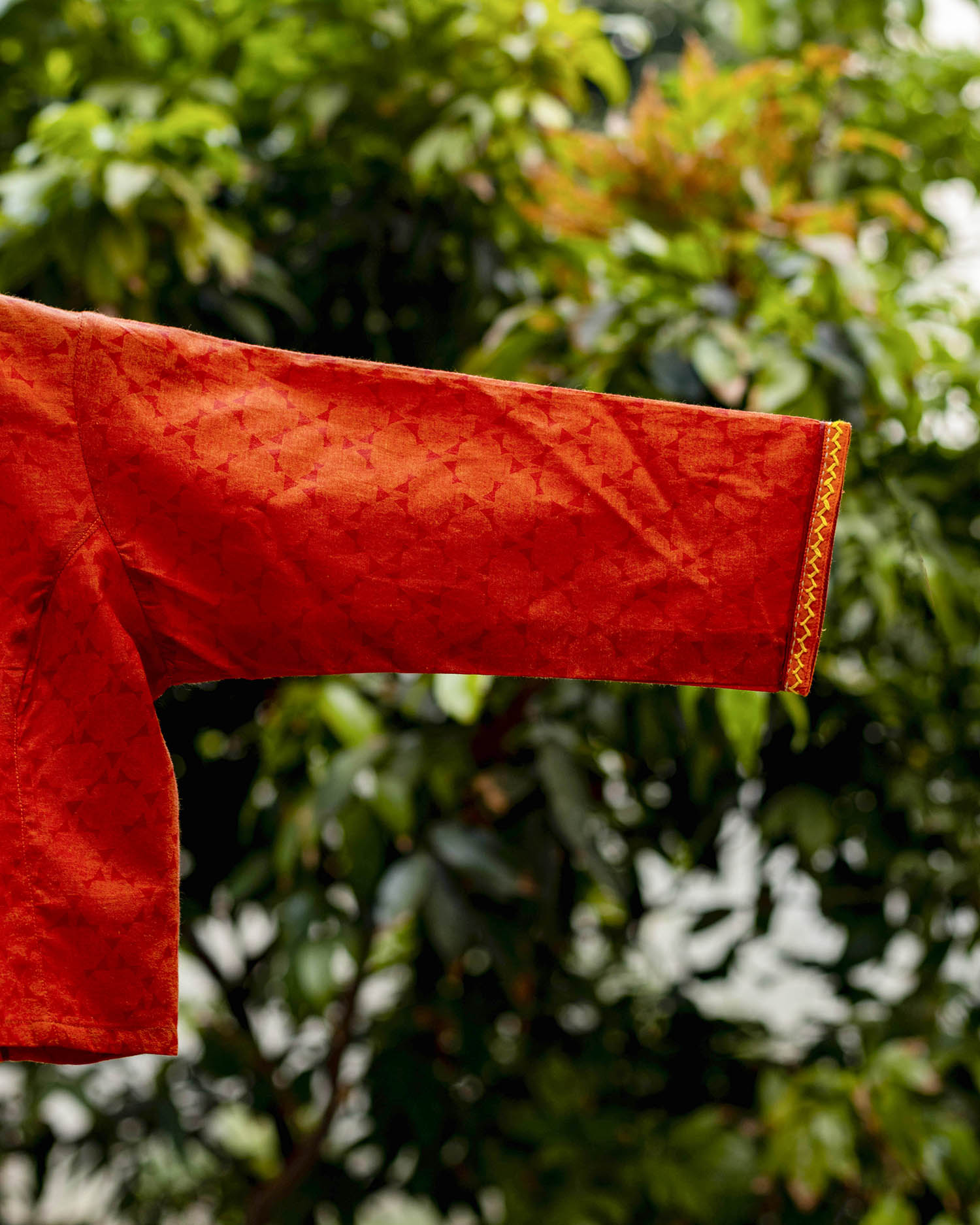 Women’s Cotton Blouse – Handcrafted Soft Cotton Red Ethnic Blouse, Round Neck 3/4 Sleeve Festive Saree Blouse