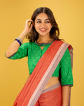 Women’s Cotton Blouse – Handcrafted Soft Cotton Green Printed Ethnic Blouse, Round Neck 3/4 Sleeve Casual Wear