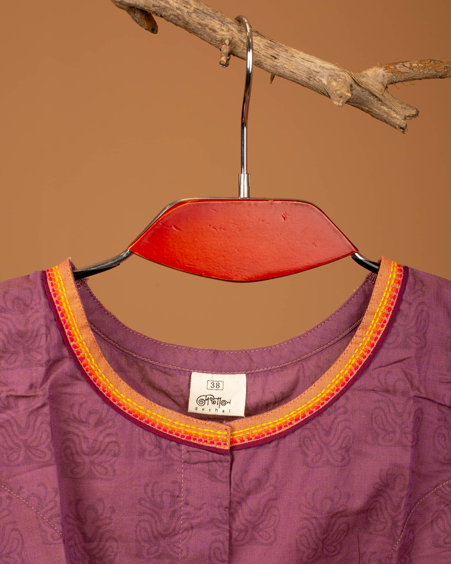 Women’s Cotton Blouse – Handcrafted Soft Cotton Purple Ethnic Blouse, Round Neck 3/4 Sleeve Festive Saree Blouse