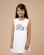 Handcrafted Cotton Girls Ethnic Tunic Top Cute Elephant Print Soft Breathable Sleeveless Casual Summer Kids Comfort Wear