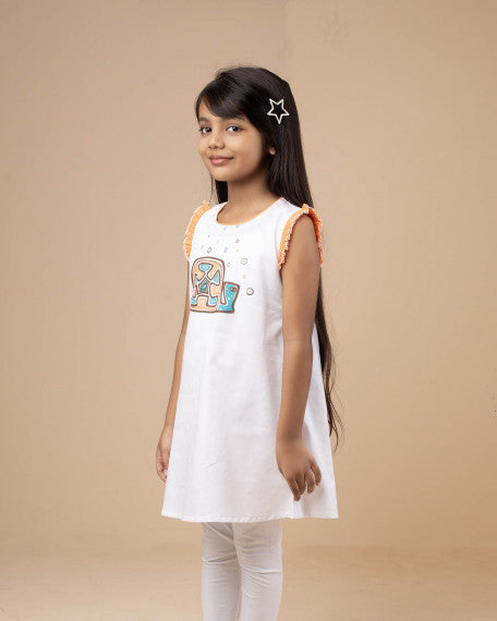 Handcrafted Cotton Girls Ethnic Tunic Top Cute Elephant Print Soft Breathable Sleeveless Casual Summer Kids Comfort Wear