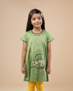 Handcrafted Cotton Girls Ethnic Tunic Top Cute Animal Print Soft Breathable Casual Summer Kids Short Sleeve Comfort Wear