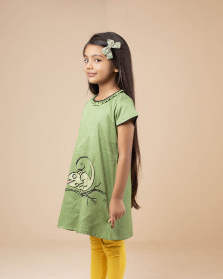 Handcrafted Cotton Girls Ethnic Tunic Top Cute Animal Print Soft Breathable Casual Summer Kids Short Sleeve Comfort Wear