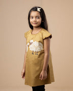 Handcrafted Cotton Girls Ethnic Tunic Top Cute Sheep Print Soft Breathable Casual Summer Kids Short Sleeve Comfort Wear