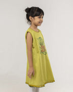 Handcrafted Cotton Girls Ethnic Tunic Frock Cute House Print Soft Breathable Sleeveless Casual Summer Kids Comfort Wear