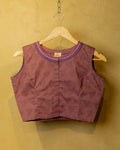 Women’s Cotton Blouse – Handcrafted Soft Cotton Maroon Printed Ethnic Blouse, Round Neck Sleeveless Saree Blouse