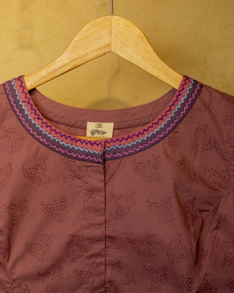 Women’s Cotton Blouse – Handcrafted Soft Cotton Maroon Printed Ethnic Blouse, Round Neck Sleeveless Saree Blouse