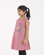 Handcrafted Cotton Girls Frock Ethnic Dress Cute Bird Print Soft Breathable Sleeveless Casual Summer Kids Comfort Wear