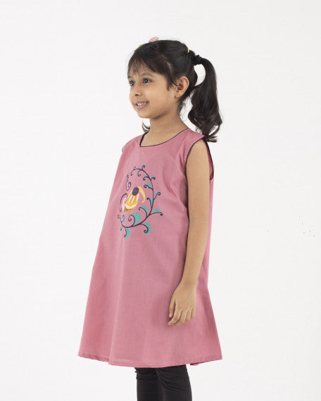 Handcrafted Cotton Girls Frock Ethnic Dress Cute Bird Print Soft Breathable Sleeveless Casual Summer Kids Comfort Wear